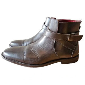 19V69 Italia Men's Leather Formal Elegant Ankle Boots Dark Brown Size EU 42.